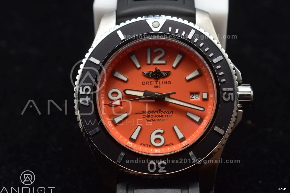 Black On TF A2824 1:1 Best Superocean Bezel Strap Rubber Automatic Black Orange 44 Dial Edition 0421